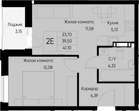 Планировка — Васильевский остров, 1-комн., 40 м²