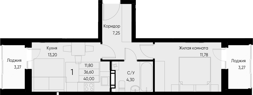 Планировка — Васильевский остров, 1-комн., 37 м²
