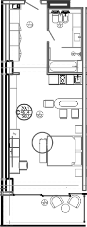 Планировка — Mandarin Garden Hotel, Студия, 48 м²