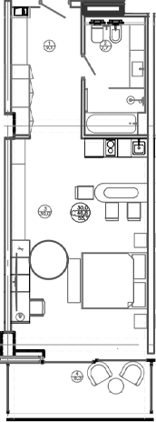 Планировка — Mandarin Garden Hotel, Студия, 47 м²