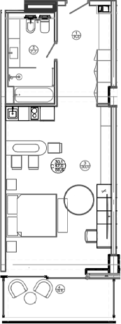 Планировка — Mandarin Garden Hotel, Студия, 47 м²