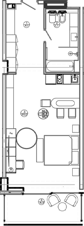 Планировка — Mandarin Garden Hotel, Студия, 47 м²