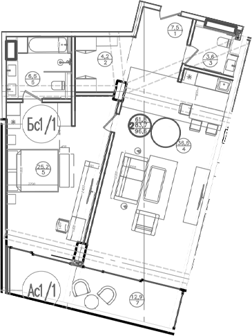 Планировка — Mandarin Garden Hotel, 2-комн., 84 м²