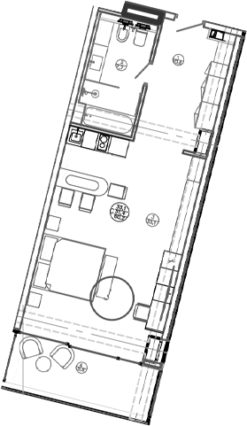 Планировка — Mandarin Garden Hotel, Студия, 51 м²