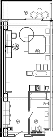 Планировка — Mandarin Garden Hotel, Студия, 48 м²