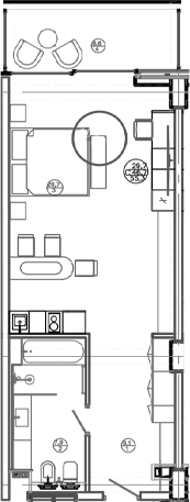 Планировка — Mandarin Garden Hotel, Студия, 47 м²