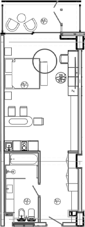 Планировка — Mandarin Garden Hotel, Студия, 47 м²