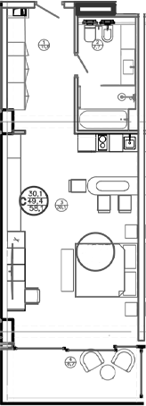 Планировка — Mandarin Garden Hotel, Студия, 48 м²