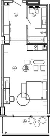 Планировка — Mandarin Garden Hotel, Студия, 47 м²