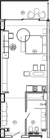Планировка — Mandarin Garden Hotel, Студия, 48 м²