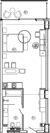 Планировка — Mandarin Garden Hotel, Студия, 47 м²