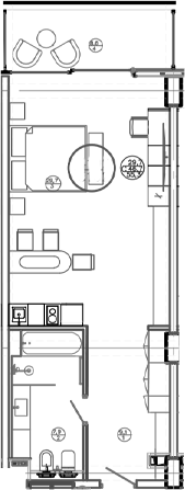 Планировка — Mandarin Garden Hotel, Студия, 47 м²