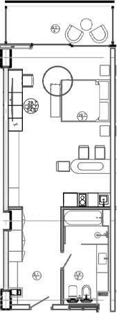 Планировка — Mandarin Garden Hotel, Студия, 47 м²