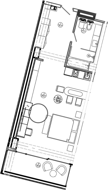 Планировка — Mandarin Garden Hotel, Студия, 48 м²