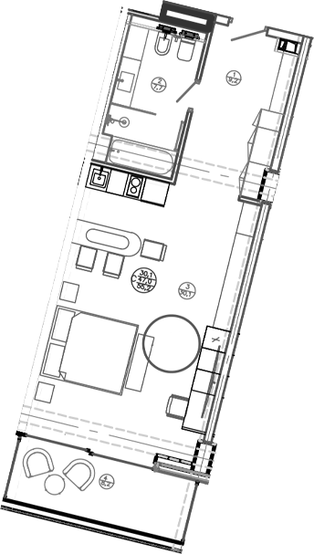Планировка — Mandarin Garden Hotel, Студия, 47 м²