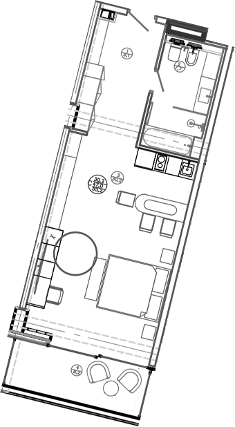 Планировка — Mandarin Garden Hotel, Студия, 47 м²
