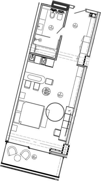Планировка — Mandarin Garden Hotel, Студия, 47 м²