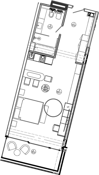 Планировка — Mandarin Garden Hotel, Студия, 47 м²