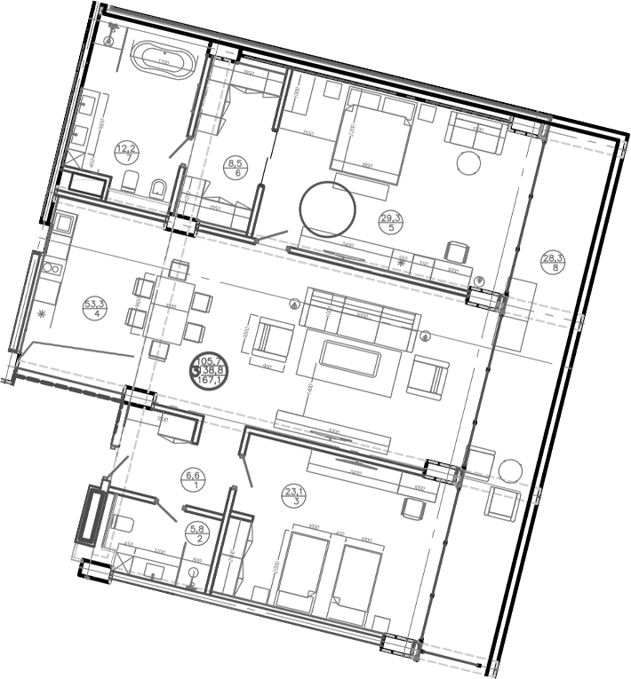 Планировка — Mandarin Garden Hotel, 2-комн., 136 м²