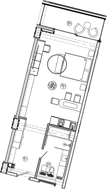 Планировка — Mandarin Garden Hotel, Студия, 47 м²