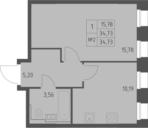 Планировка — Зилант Премьер, 1-комн., 35 м²