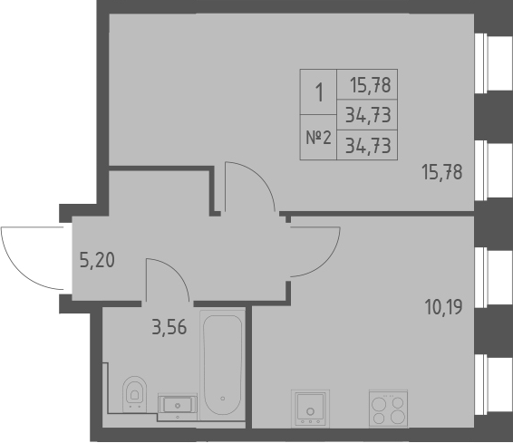 Планировка — Зилант Премьер, 1-комн., 35 м²
