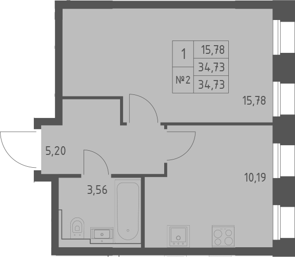 Планировка — Зилант Премьер, 1-комн., 35 м²