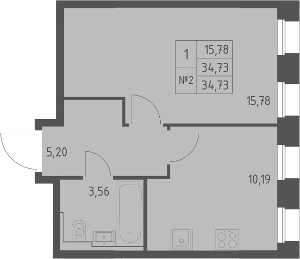 Планировка — Зилант Премьер, 1-комн., 35 м²