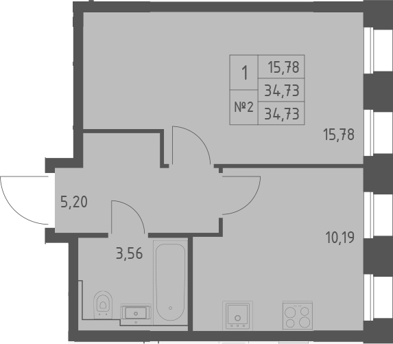 Планировка — Зилант Премьер, 1-комн., 35 м²