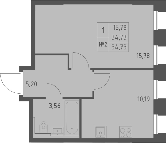 Планировка — Зилант Премьер, 1-комн., 35 м²