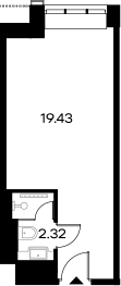 Планировка — YES Gorki, Студия, 22 м²