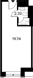 Планировка — YES Gorki, Студия, 22 м²