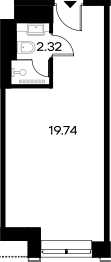 Планировка — YES Gorki, Студия, 22 м²
