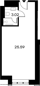 Планировка — YES Gorki, Студия, 29 м²