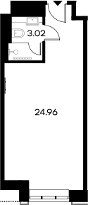 Планировка — YES Gorki, Студия, 28 м²