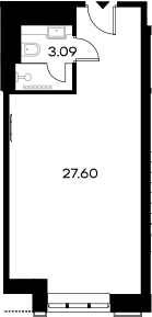 Планировка — YES Gorki, Студия, 31 м²