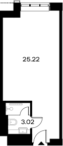 Планировка — YES Gorki, Студия, 28 м²