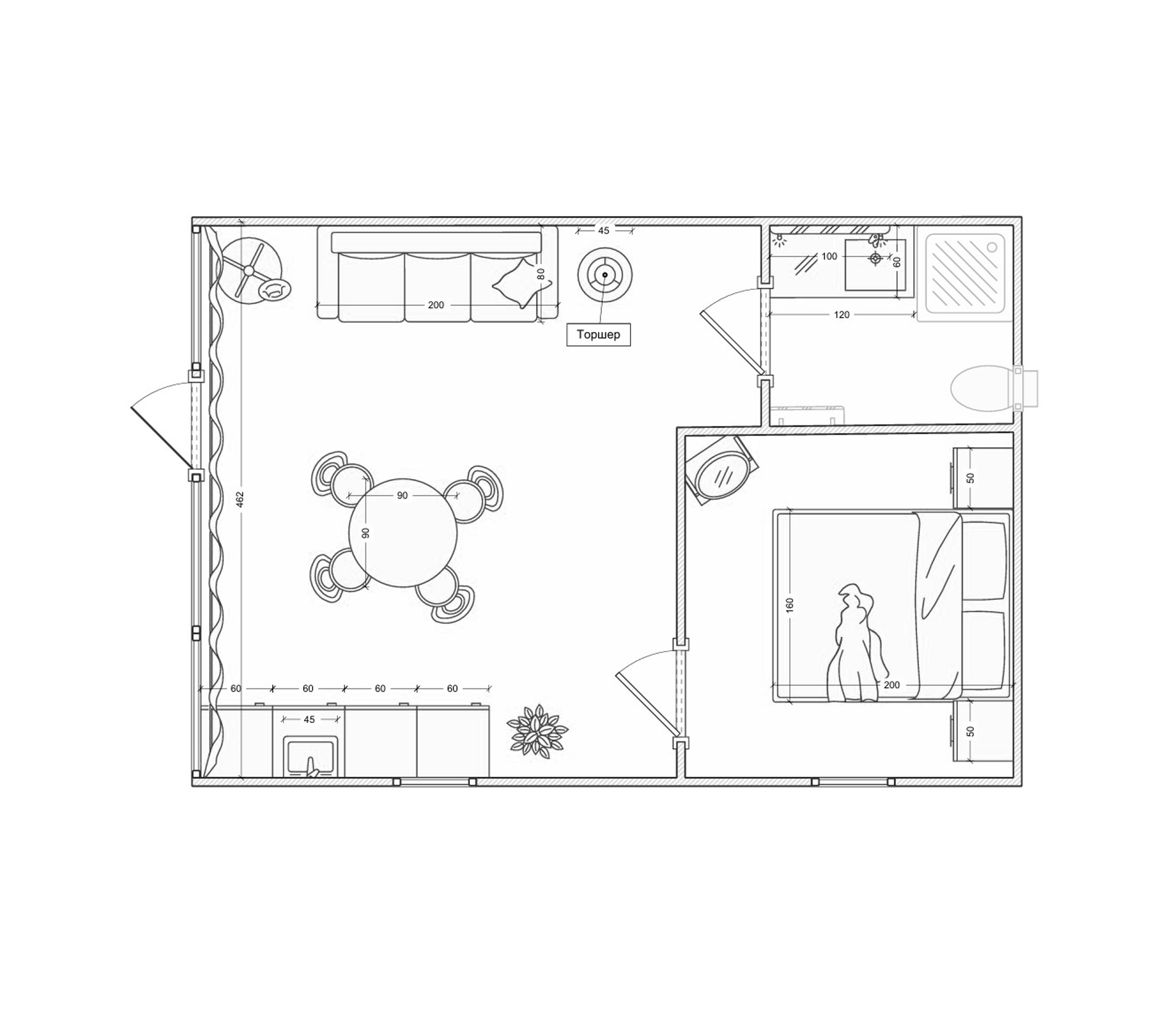 Планировка — Эко-отель Белый кролик, 1-комн., 32 м²