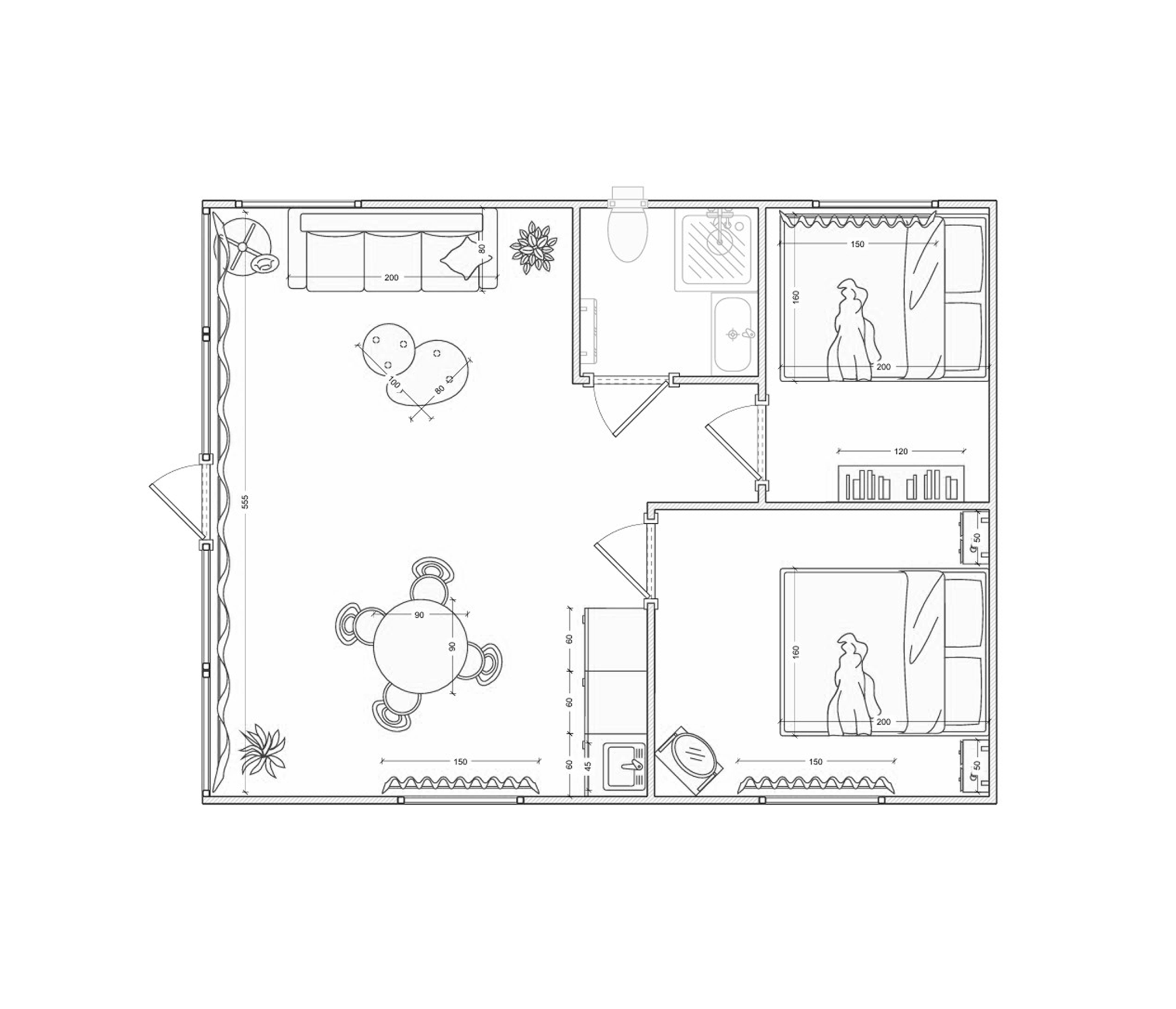 Планировка — Эко-отель Белый кролик, 1-комн., 42 м²