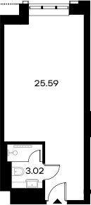 Планировка — YES Gorki, Студия, 29 м²