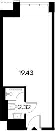 Планировка — YES Gorki, Студия, 22 м²