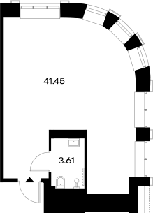 Планировка — YES Gorki, Студия, 45 м²