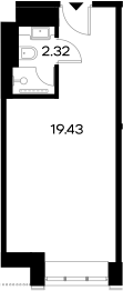 Планировка — YES Gorki, Студия, 22 м²