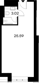 Планировка — YES Gorki, Студия, 29 м²