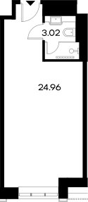 Планировка — YES Gorki, Студия, 28 м²