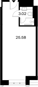 Планировка — YES Gorki, Студия, 29 м²