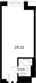 Планировка — YES Gorki, Студия, 28 м²
