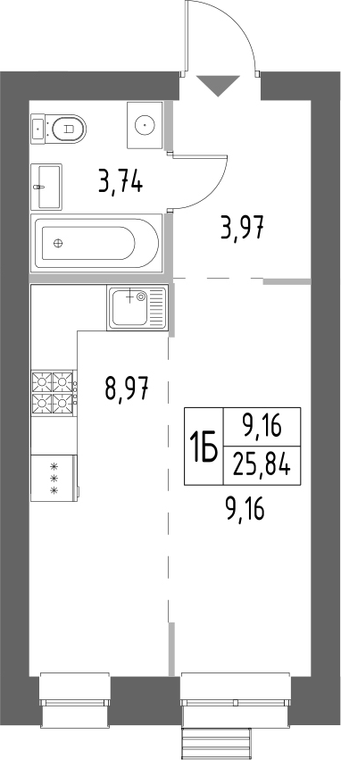 Планировка — Атмосфера, Студия, 26 м²