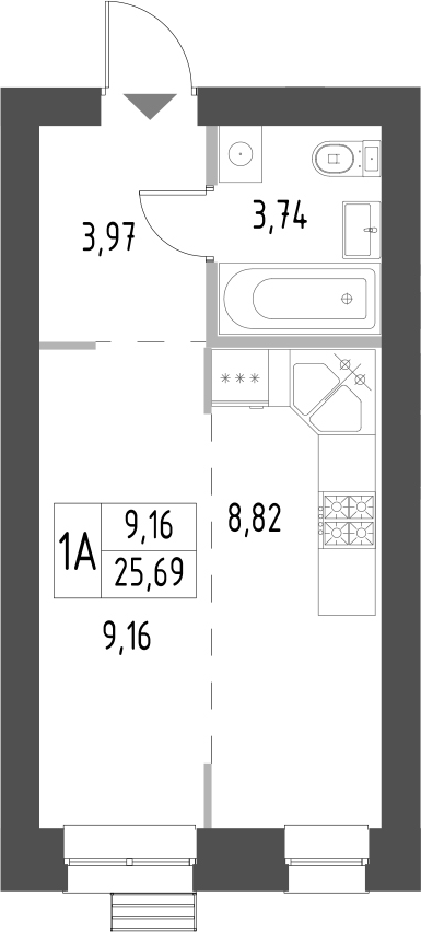 Планировка — Атмосфера, Студия, 26 м²