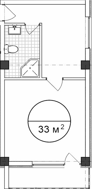 Планировка — Апартаментный комплекс Поляна парк, Студия, 33 м²